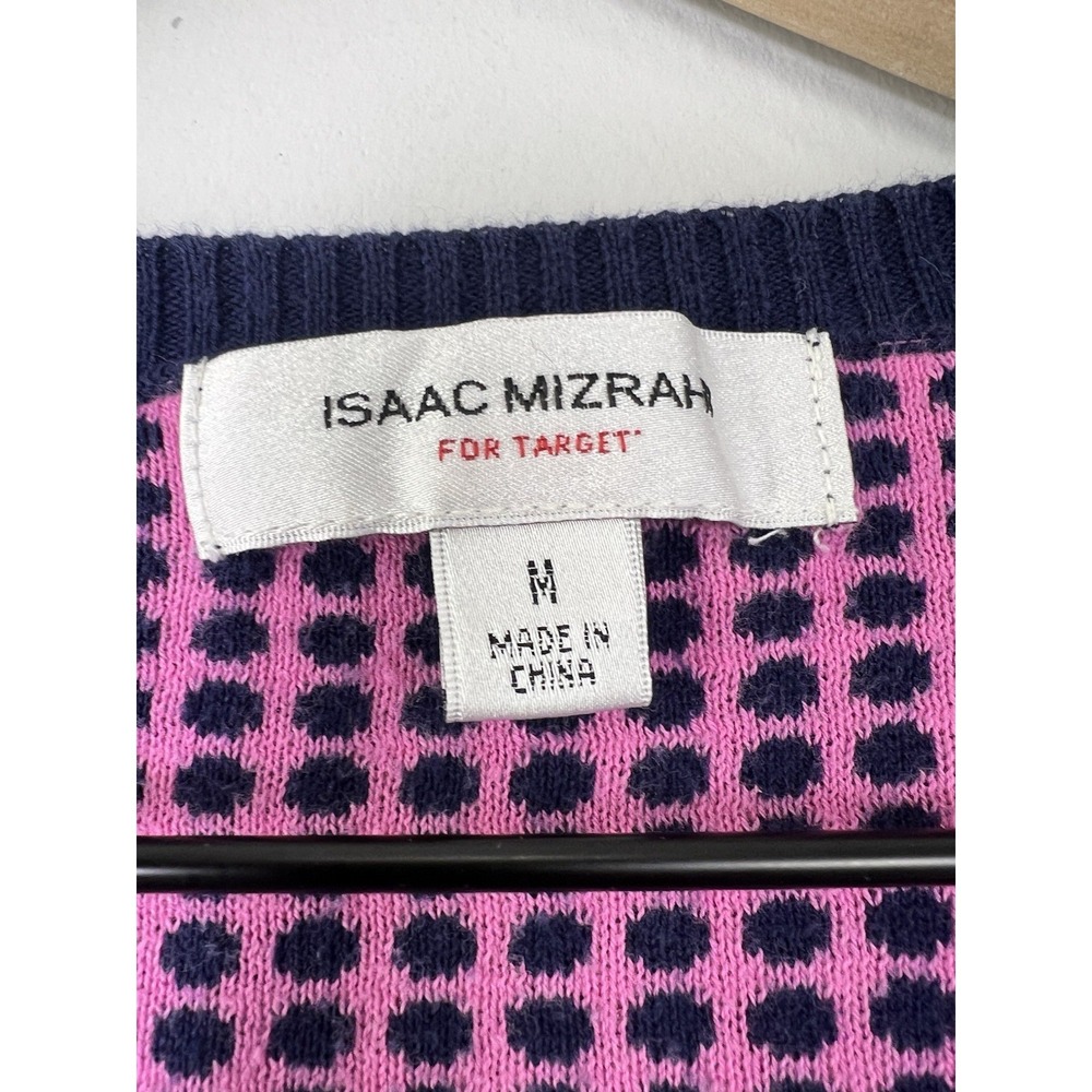 Isaac Mizrahi for Target Pink Navy Dot Henley Sweater M 3/4 Sleeve - Picture 9 of 14